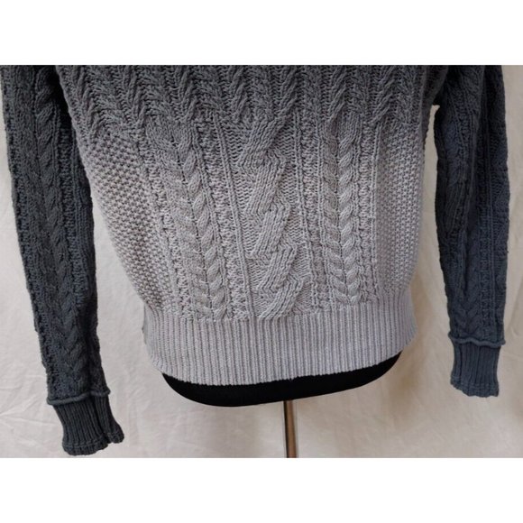 By Anthropologie Womens Large Green Colorblock Cable Knit Long Sleeve Sweater - Picture 9 of 11